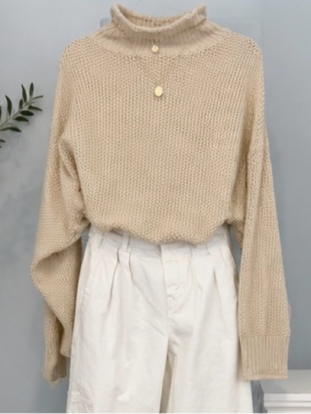 🤍 Miracle USA Chunky Knit Turtleneck Sweater | Oatmeal | M/L